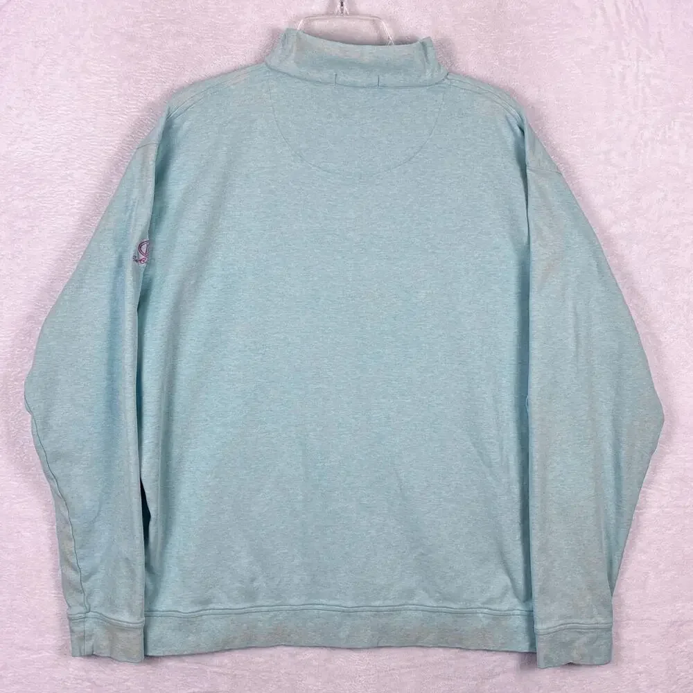 Peter Millar 1/4 Zip Pullover Sweater Men XL Teal Preppy Golf Classic Old Money - Picture 3 of 9
